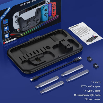 Rgb Light Charging Dock For Switch Oled - Compact
