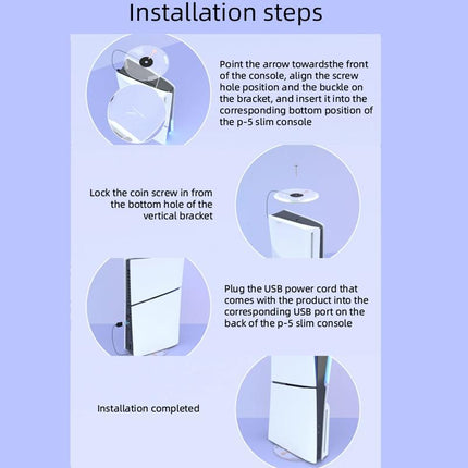 Vertical Storage Bracket For Ps5 Slim - Simple Rgb Colourful Transparent