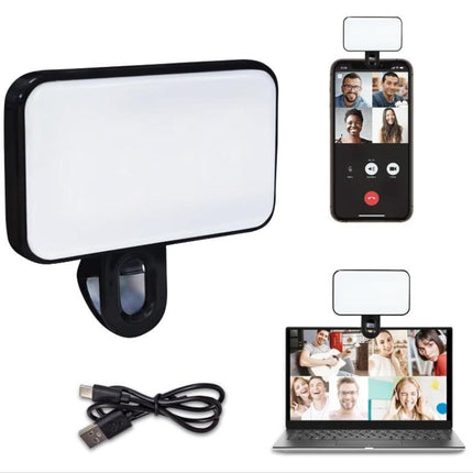 Rechargeable Selfie Light For Phone Laptop Tablet - Black
