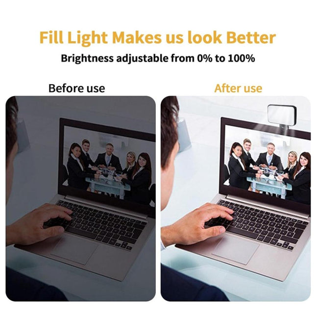 Rechargeable Selfie Light For Phone Laptop Tablet - Black