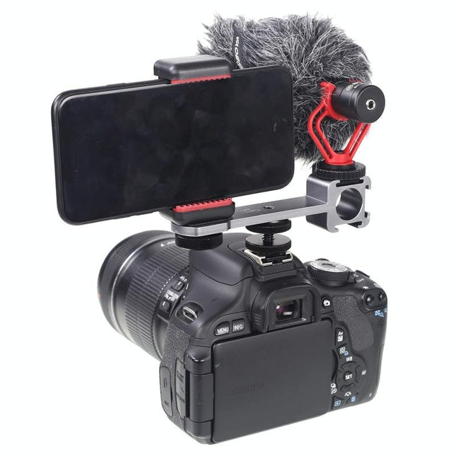 Three-Headed Hot Boot Adapter For Gimbal With Led Mic Mount