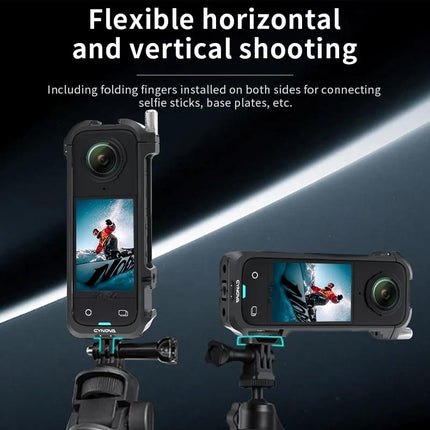 Metal Rabbit Cage & Lens Cover Set For Insta360 X4 - Black