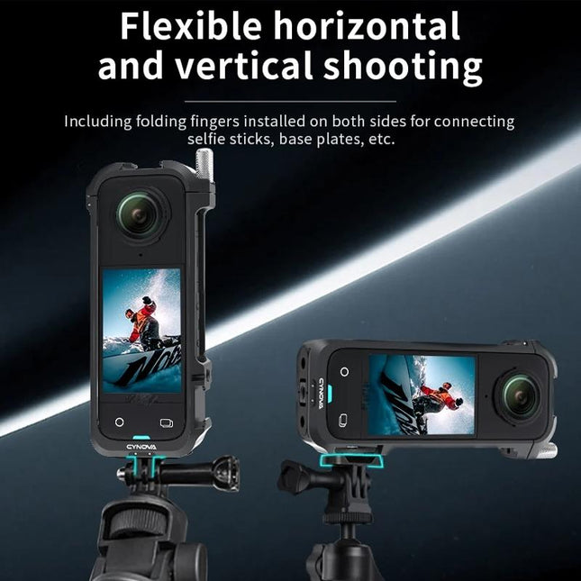 Metal Rabbit Cage & Lens Cover Set For Insta360 X4 - Black