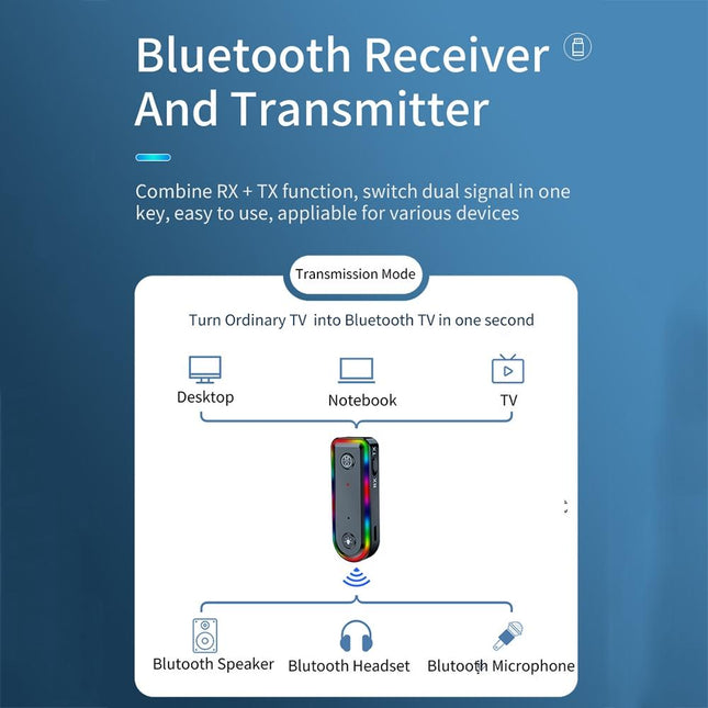 Bluetooth Audio Receiver With Rgb Light And Car Launcher