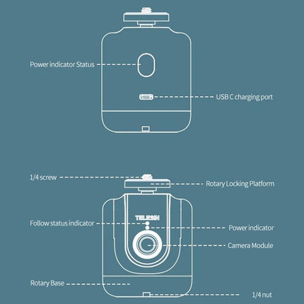 Intelligent 360 Degree Follow Gimbal Camera With Ai Face Recognition - Black
