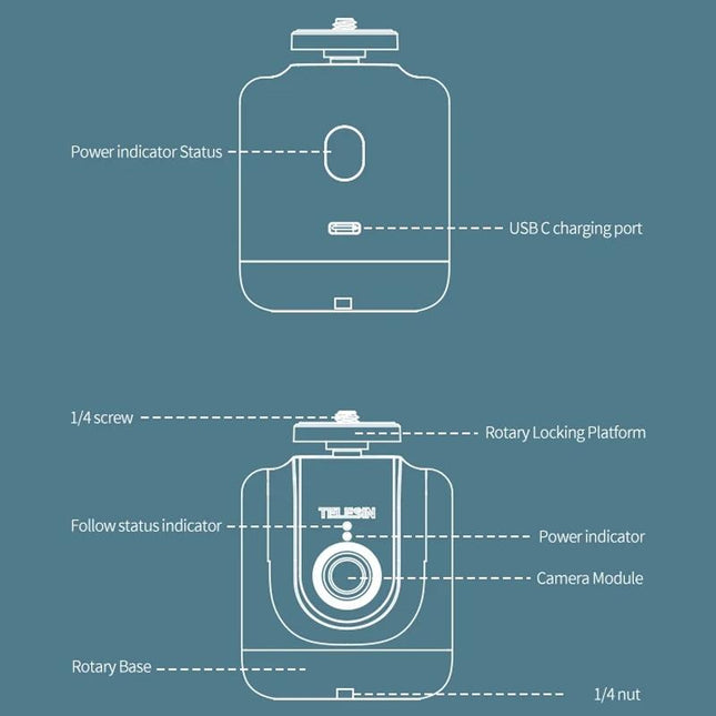 Intelligent 360 Degree Follow Gimbal Camera With Ai Face Recognition - Black