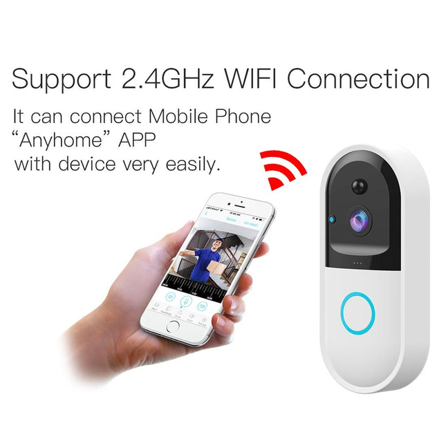 Smart Wifi Video Doorbell With Night Vision & Remote Monitoring - White
