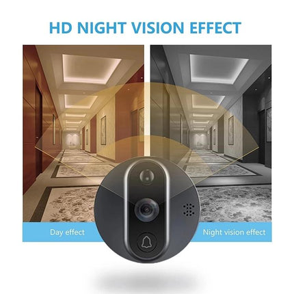 Smart Wifi Video Doorbell - 4.3 Inch Visual Peephole - Black