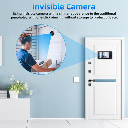 2.0Mp Digital Peephole Door Viewer With 3.5 Screen - Black