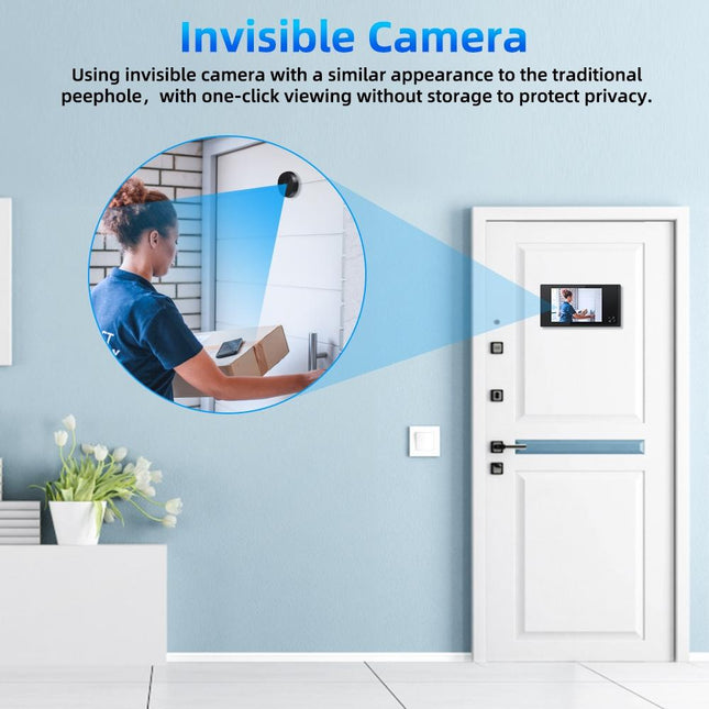 2.0Mp Digital Peephole Door Viewer With 3.5 Screen - Black