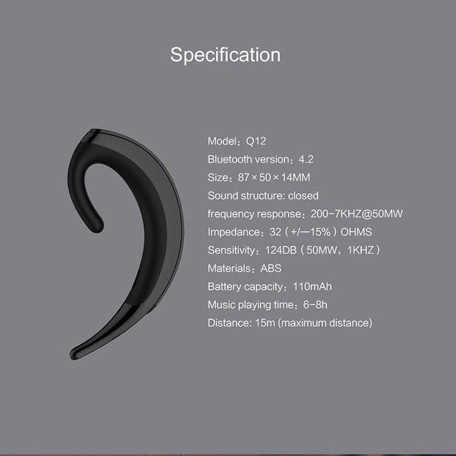 Wireless Bluetooth Earphone - Business Style Ear-Hanging